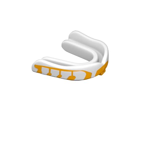 Velocity Champion Youth Mouthguard, 1 Pack, Yellow & White - for Ages 11 to 18 - Ideal for Lacrosse, Football, Hockey, Basketball, Soccer, Boxing, Martial Arts, Field Hockey, and More