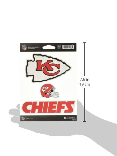 Rico Industries NFL Kansas City Chiefs Die Cut 3-Piece Triple Spirit Sticker Sheet, One Size, Primary