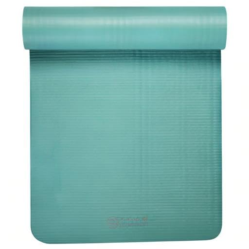 Esterilla de yoga gruesa Gaiam Essentials para ejercicios y fitness con correa de transporte fácil de ajustar, color verde azulado, 72" de largo x 24" de ancho x 2/5 de pulgada de grosor