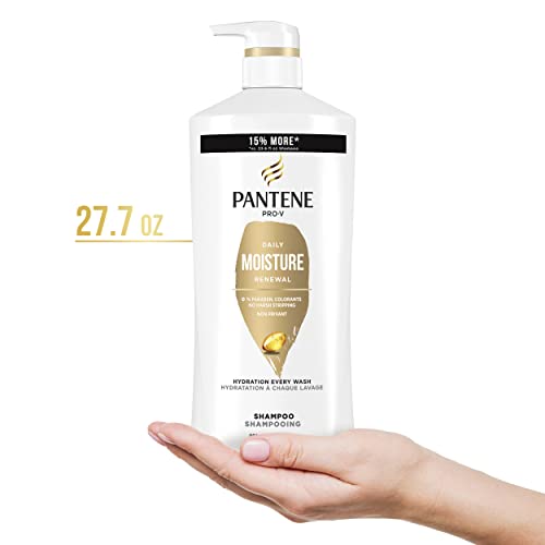 Pantene Shampoo & Conditioner Set, Daily Moisture Renewal with Pro-V Nutrients for Dry, Color-Treated Hair, Long-Lasting Hydration & Nourishment, 27.7 Fl Oz Each, 2-Pack + Miracle Rescue Shot (0.5 Oz)