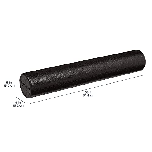 Rodillo de espuma de alta densidad Amazon Basics para ejercicio y recuperación, 36 pulgadas, color negro