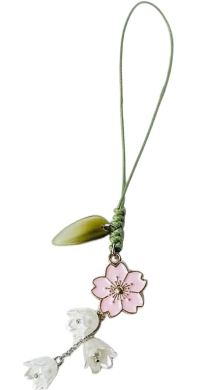 Cell Phone Strap Flower Phone Charm, Cute Keychain Lanyard String Charm, Car Key Hanging Pendants Decor, Tulip Keychain String Ornament for Purse Backpack Wallet, Car Keychain, Cell Phone Charms(Pink)