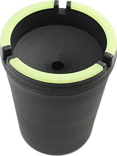 1 Piece- Ashtray - STUB Out Dark Cup with Neon Green Rim SELF EXTINGUISHING Cigarette Ashtray Butt Bucket Convenient Portable Car Ashtray (jumbo black, 1)