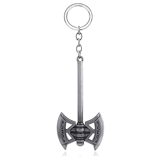 Llavero con hacha de MTUERANC, 1 llavero de anime con forma de hacha de guerra de metal, regalos geniales para marido, novio (plata)