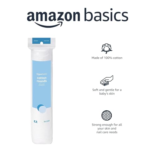 Amazon Basics Lot de 100 disques hypoallergéniques 100 % coton