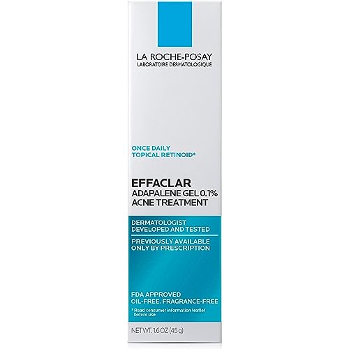 La Roche-Posay Effaclar Adapalene Gel 0.1% Acne Treatment | Retinoid Acne Cream | Acne Medication | Acne Gel For Blackheads & Whiteheads | Oil Free | Helps Clear And Prevent Acne & Clogged Pores