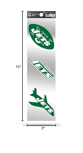 Rico Industries NFL New York Jets 3-Piece Retro Spirit Decals, 3 x 12-"