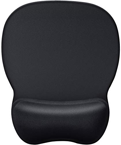 MROCO Ergonomic Mouse Pad with Gel Wrist Rest, Comfortable Mousepad with Smooth Wrist Support Surface and Non-Slip PU Base for Pain Relief, Computer, Laptop, Office & Home, 9.4 x 8.1 in, Black Color