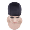 YANTAISIYU 2 Pcs/Lot Black Dome Cap Wig Caps Stretchy Wig Cap with Wide Elastic Band for Making Wig (Dome Cap M)