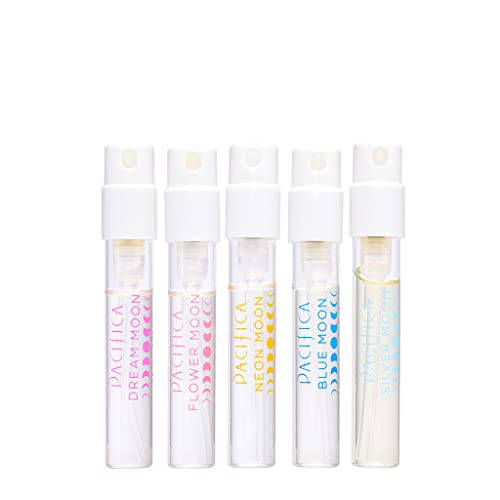 Pacifica Beauty Mood Moons Spray Perfume Set, Fragrances, Travel Perfume, Dream Moon, Flower Moon, Neon Moon, Blue Moon, Silver, Moon, Clean Perfume, Mini Perfume, Vegan, 0.05 fl oz Each (Set of 5)