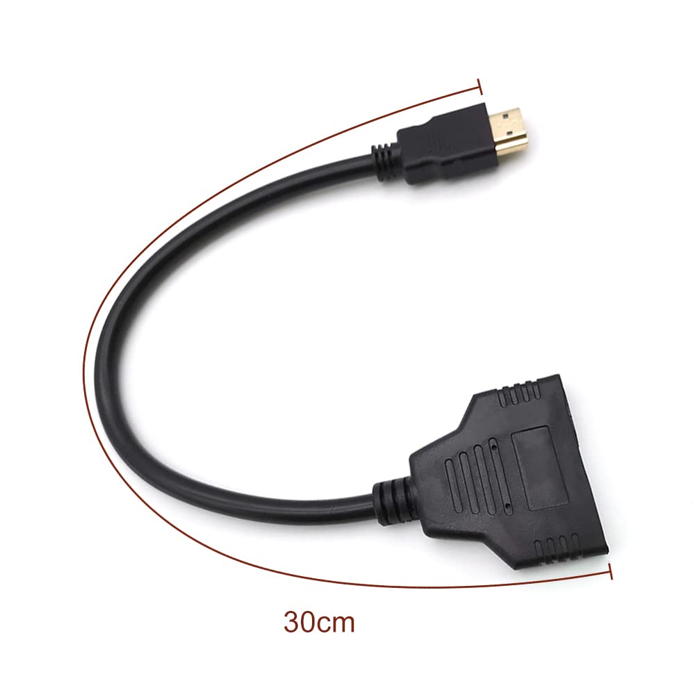 HDMI Splitter Cables Male 1080P to Dual HDMI Female 1 to 2 Way HDMI Splitter Adapter Cable for HDTV HD, LED, LCD, TV, Support Two TVs at The Same Time