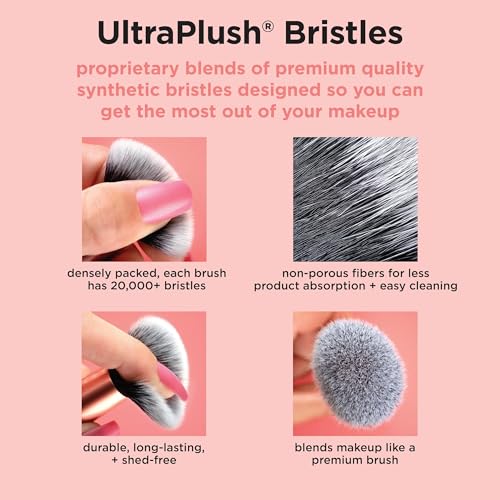 Real Techniques Mini Travel Duo, Makeup Brush Set For Traveling, Mini Foundation Brush & Makeup Blender Sponge For Blending On-The-Go, Achieve A Complete Base, Latex & Cruelty-Free, 2 Piece Set