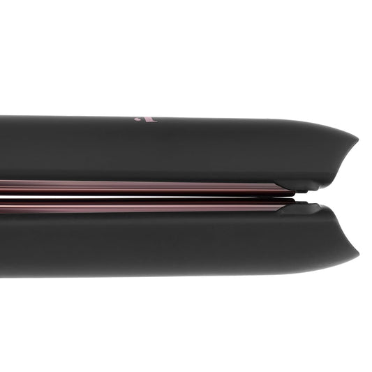 L'ANGE HAIR Straight Forward Titanium Flat Iron – 1” Floating Plates | Dual Voltage | 360° Swivel Cord | Auto Shut-Off | Safety Cool Tips | Ideal for Straightening, Curling, and Waving (Black)