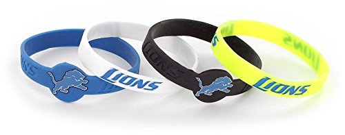 Pulseras de silicona de los Detroit Lions de la NFL de Aminco, paquete de 4