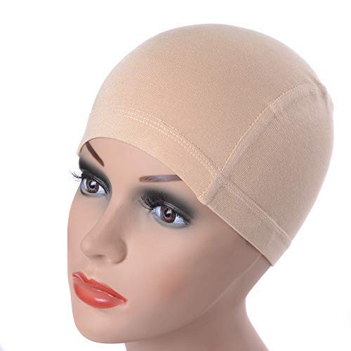 YANTAISIYU Bamboo Fiber Wig Cap Comfortable Elastic Wig Cap Wearing Under Wigs (Beige)