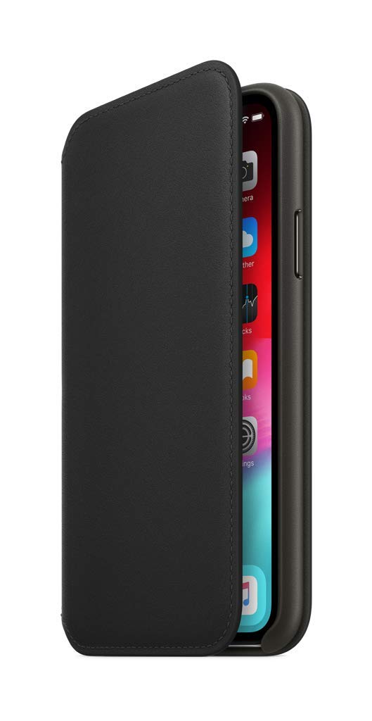 Funda de piel tipo libro para iPhone X de Apple, color negro