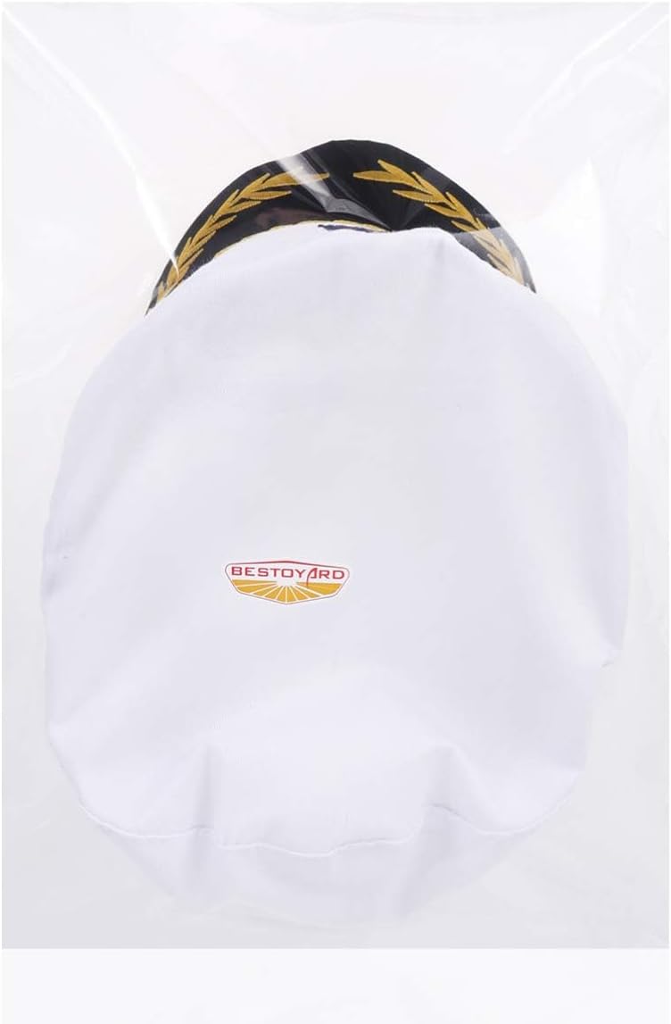 Captain Yacht Hat Cap Costume Hat Sailor Marine Admiral Hat for Halloween Costume Accessory, 8.6 x 6 x 2'' White