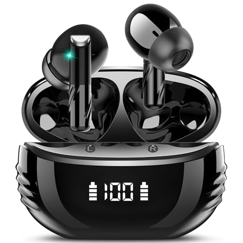 Wireless Earbuds Bluetooth 5.4 Headphones Premium Sound Ear Buds with ENC Noise Cancelling, 48H Playback in Ear Earphones with LED Display, IPX7 Waterproof Earbuds for iOS Andriod Sport/Workout/Black