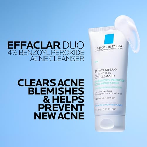 La Roche-Posay Effaclar Duo Acne Face Wash With 4% Benzoyl Peroxide & LHA Exfoliant, Acne Treatment Help Clear & Prevent Blemishes, Paraben Free & Oil Free Wash, 6.76 Fl Oz