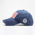 Casquette de baseball Mealah pour homme avec broderie drapeau américain - Chapeau de papa réglable délavé pour femme - Bleu marine