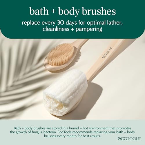 EcoTools Dry Body Brush, Cruelty-Free Bristles Exfoliate & Smooth Skin, Dry Brushing Removes Dry Skin, May Help Improve Circulation & Skin Tone, Eco-Friendly Skincare Tool, Vegan, 1 Count