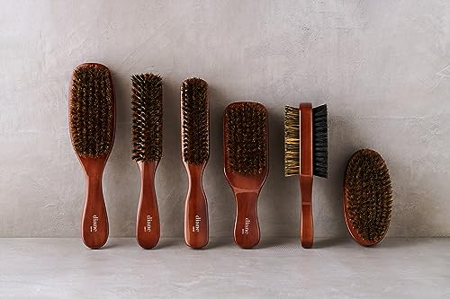 Diane Premium 100% Boar Bristle 2-Sided Club Brush for Men and Barbers, Medium and Firm Bristles for Thick Coarse Hair, Detangling, Smoothing