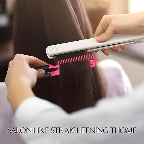 Hair Straightening Comb Set - 2-Pack Flat Iron Comb for Beautiful Tresses, Hair Straightener Comb with Firm Grip, Ideal for Knotty Hair, Styling Comb, Pink