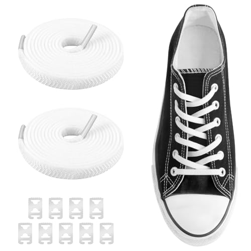 Cordones elásticos Sibba para zapatos, 2 pares, sin atar, para adultos, 120 cm de largo, sin atar, de repuesto, para zapatillas de deporte, elásticos, para practicar, con hebilla invisible, para deportes atléticos y correr