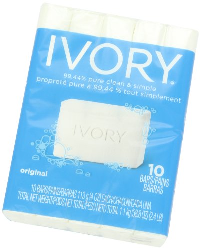 Ivory Gentle Bath Bar Soap, Safe for Entire Family, Free of Dyes and Heavy Perfumes, Original Scent, 4 oz (10 Count)