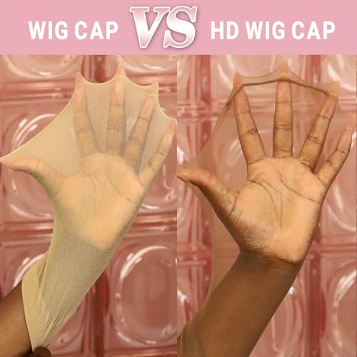 WOWANGEL Dark Brown HD Wig Caps, Transparent HD Wig Cap Stocking Cap Invisible Wig Cap Thin Nylon Cap HD Wig Cap for Lace Front Wig, Accessories for Women (2PACK/4PCS)