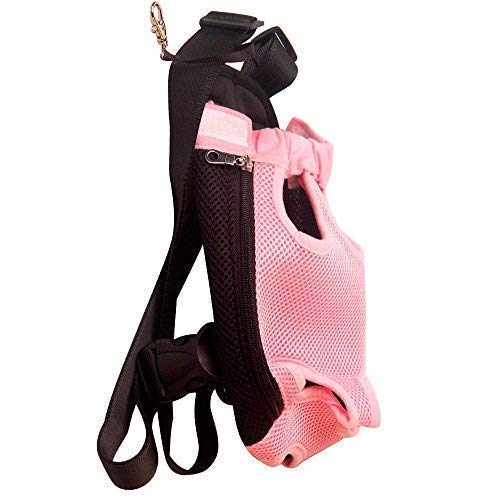 Mochila transportadora para perros con patas rosas en la parte delantera, cómoda bolsa para cachorros con correa para el hombro y bandolera para viajes, senderismo, acampada y actividades al aire libre