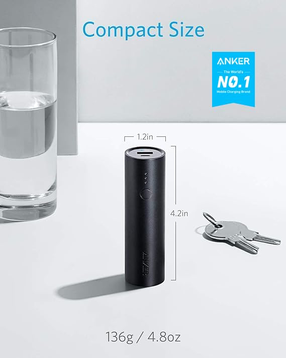 Anker PowerCore 5,000mAh Portable Charger, Ultra-Compact 5K External Battery with Fast-Charging Technology, Power Bank for iPhone, iPad, Samsung Galaxy and More