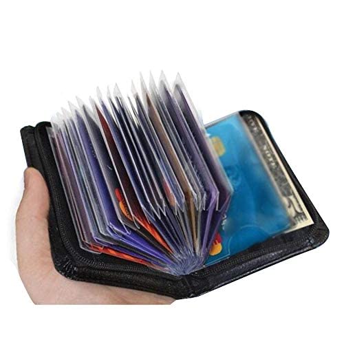 JahyShow 36 Slots Credit Card Holder Wallet Zip Leather Card Case RFID Blocking