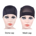 YANTAISIYU 2 Pcs/Lot Black Dome Cap Wig Caps Stretchy Wig Cap with Wide Elastic Band for Making Wig (Dome Cap M)