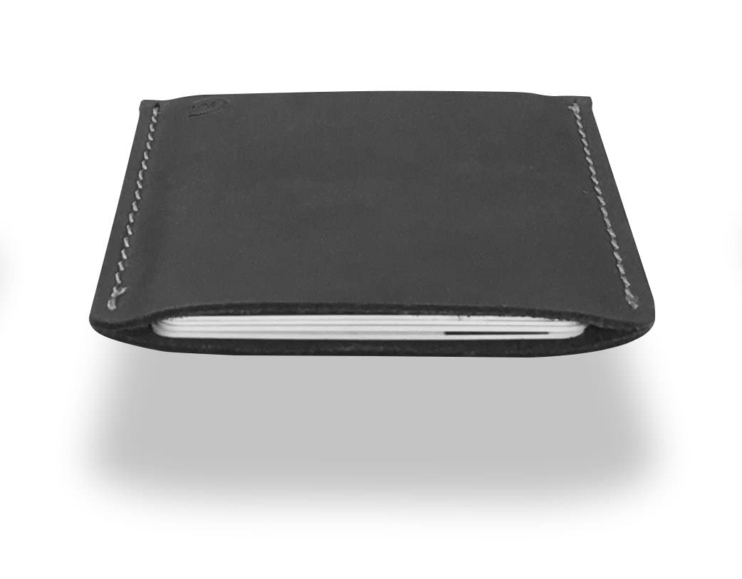 Porte-cartes minimaliste en cuir moderne, portefeuille minimaliste pour hommes et femmes, porte-cartes de crédit fin, petit porte-cartes de visite, portefeuille porte-cartes, portefeuille pour cartes avec poche avant - Protection complète (noir)