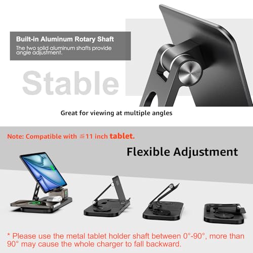 Wireless Charger 4 in 1 for Apple Charging Station for iPhone 16 Pro Max/15/14 Series, AirPods Pro 2, iPad Stand, Watch Charger for iWatch Series 10/9/8, Wireless Charging Station for Multiple Devices