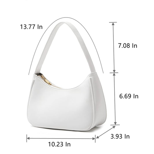 Shoulder Bags for Women, Cute Hobo Tote Handbag Mini Clutch Purse with Zipper Closure (white)