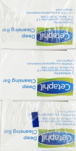 Jabón en barra Cetaphil, barra de limpieza profunda para rostro y cuerpo, paquete de 3, para pieles secas a normales y sensibles, sin jabón, hipoalergénico, sin parabenos, sin fragancia, elimina el maquillaje, la suciedad y la grasa