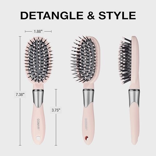 Conair Velvet Touch hairbrush - Travel Hair brush- Detangling hair brush - curly hair brush - hair brushes for women - detangler brush - hair brushes for women