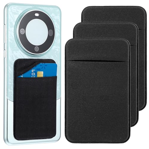 Qianyu 3 Pcs Adhesive Phone Wallet Card Holder for Phone Case Wallet Stick on for Back Phone Case Card Pocket Credit ID Case Pouch Sleeve for Women Men Compatible with Most of Cell Phone