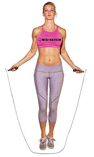 WOD Nation Adjustable Speed Jump Rope for Men, Women & Kids, Fitness - Gray Skipping Rope for Boxing, MMA, Endurance, and Gym Workout