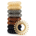 Kitsch Spiral Hair Ties for Women - Creaseless and Dent-free Coil Hair Ties | No Damage, Phone Cord Coils | Made of Flexible and Durable Plastic | Ideal for Daily Use - 8pcs (Brunette)