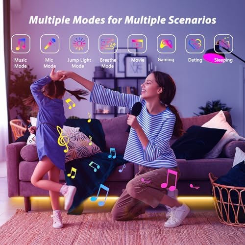 GANZQH Led Lights for Bedroom 50ft, RGB Led Strip Lights Indoor, Music Sync Color Changing Led Light Strip with 60 Keys Remote & App Control, DIY Design Fancy Led Lights for Room Decor Mood Lighting