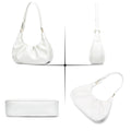 Sac à bandoulière Crescent Sac à main froncé Sac à main sous les bras Mini Hobo pour femme, sac à bandoulière amovible avec chaîne dorée - Blanc