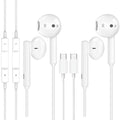 2 Pack Earbuds Headphones Earphones Wired [MFI Certified] USB C Microphone Call Volume Control Noise Isolating Compatible with iPhone 15 Pro Max/15 Pro/15 Plus/15/Samsung S23 Ultra S22+ S21