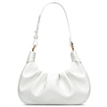 Sac à bandoulière Crescent Sac à main froncé Sac à main sous les bras Mini Hobo pour femme, sac à bandoulière amovible avec chaîne dorée - Blanc