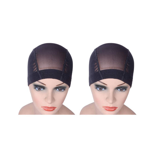 YANTAISIYU 2 Pcs/Lot Wig Caps Mesh Cap for Making Wig Stretchable Hairnets with Wide Elastic Band Mesh Dome Cap for Wigs (Black Mesh Cap M)