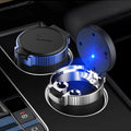 Car Ashtray with Lid, Detachable Stainless Steel Smokeless Ash Tray with LED Blue Light - Perfect for Outdoor Trave (Blue)