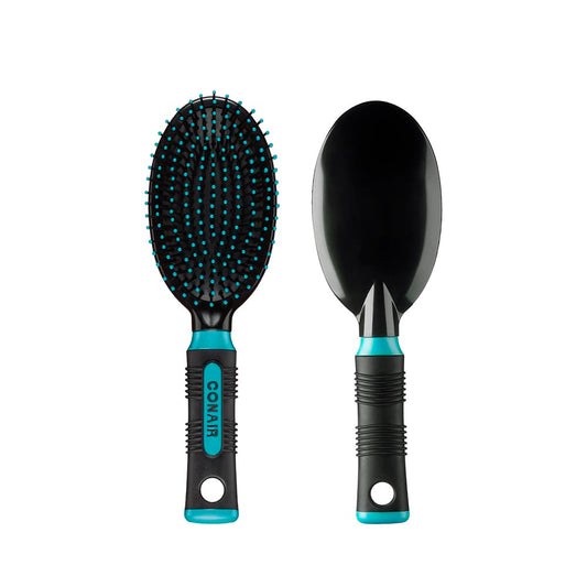 Conair Salon Results Hairbrush Set - Travel Hair Brush - Hairbrushes for All Hair Types - curly hair brush - hairbrush - detangler brush - Travel size + Full-size Brush