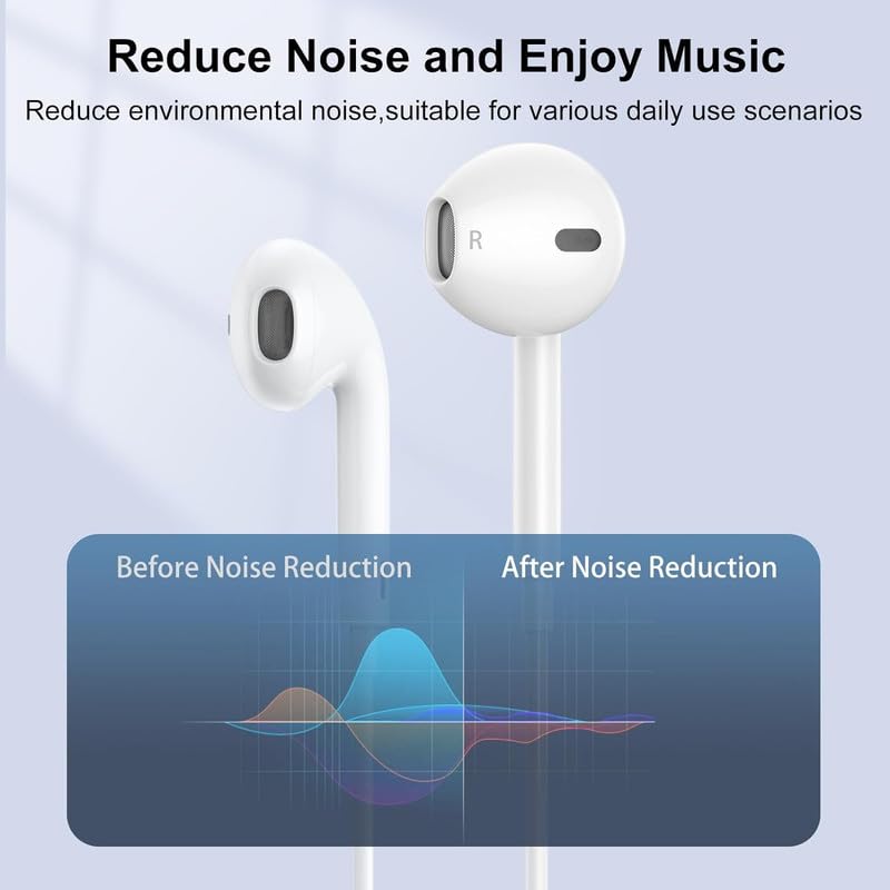 2 Packs-for iPhone Headphones Wired Earbuds/Earphones Nosie Reduction Built-in Microphone & Volume Control Headsets Compatible with iPhone 14/13/12/11/XR/XS/X/8/7/SE/Pro/Pro Max